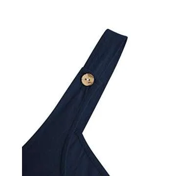 Celmia Women's Casual Loose Jumpsuits Button Strap Butterflies Flower Print Bib Overall with Pockets 03-Navy Medium