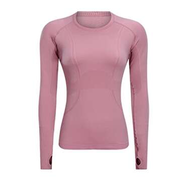 LUYAA Seamless Women's Workout Tops Long Sleeve Shirts Yoga Sports Running Breathable Gym Athletic T...