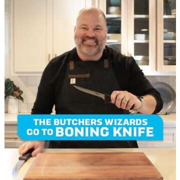 Butcher Wizard 6" Boning Knife | Best Professional Boning Knife for Chefs and BBQ Lovers | Flexible Butcher Fillet Knife Cuts Silverskin and Excess Fat | Great All-Around Meat Trimming Knife