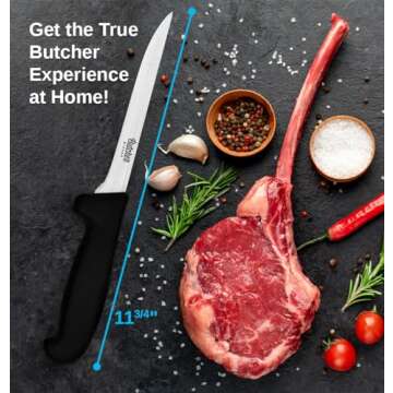 Butcher Wizard 6" Boning Knife | Best Professional Boning Knife for Chefs and BBQ Lovers | Flexible Butcher Fillet Knife Cuts Silverskin and Excess Fat | Great All-Around Meat Trimming Knife