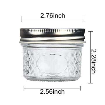 Accguan Mini Mason Glass Canning Jars,4 OZ Jelly Jars With Regular Lids（Silver,Ideal for Honey,Jam...