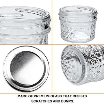 Accguan Mini Mason Glass Canning Jars,4 OZ Jelly Jars With Regular Lids（Silver,Ideal for Honey,Jam,Wedding Favors,Shower Favors,Small Pice Jars 40 PACK
