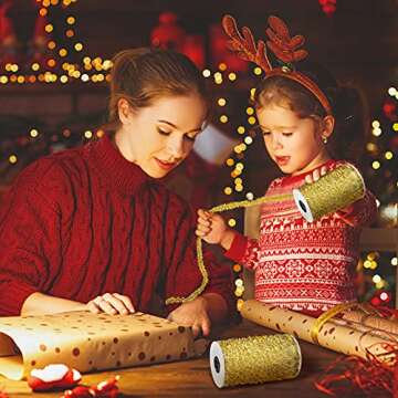 Canlierr 50 Yards Christmas Tinsel Garland Thin Glitter Tinsel Metallic Holiday Tinsel Garland Twist Tinsel Garland Decoration for Christmas Tree Birthday Party Wedding Decorations Supplies (Gold)