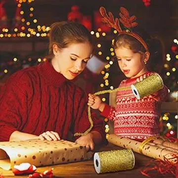 Canlierr 50 Yards Christmas Tinsel Garland Thin Glitter Tinsel Metallic Holiday Tinsel Garland Twist Tinsel Garland Decoration for Christmas Tree Birthday Party Wedding Decorations Supplies (Gold)