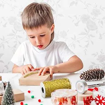 Canlierr 50 Yards Christmas Tinsel Garland Thin Glitter Tinsel Metallic Holiday Tinsel Garland Twist Tinsel Garland Decoration for Christmas Tree Birthday Party Wedding Decorations Supplies (Gold)