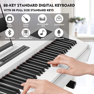 MUSTAR 88 Key Weighted Digital Piano with Stand & Sustain Pedal