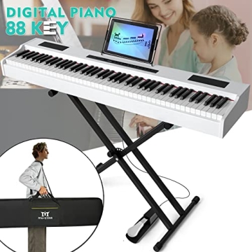 MUSTAR 88 Key Weighted Digital Piano with Stand & Sustain Pedal