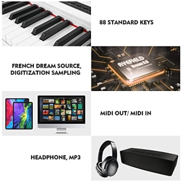 MUSTAR 88 Key Weighted Digital Piano with Stand & Sustain Pedal