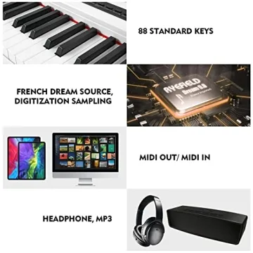 MUSTAR 88 Key Weighted Digital Piano with Stand & Sustain Pedal