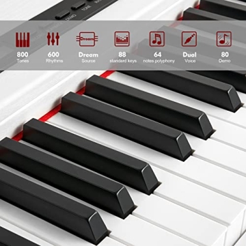 MUSTAR 88 Key Weighted Digital Piano with Stand & Sustain Pedal