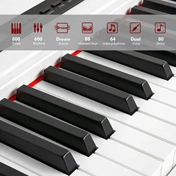 MUSTAR 88 Key Weighted Digital Piano with Stand & Sustain Pedal