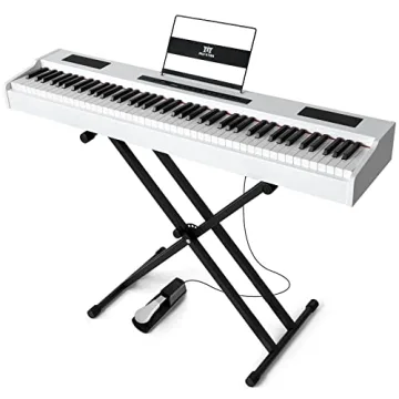 MUSTAR 88 Key Weighted Digital Piano with Stand & Sustain Pedal