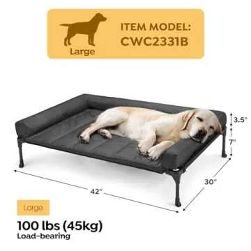 Veehoo Cooling Elevated Dog Bed with Removable Waterproof Cushion for Large Dogs
