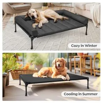 Veehoo Cooling Elevated Dog Bed with Waterproof Cushion  Large