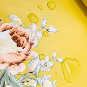 Yifely Vintage Peony Floral Shelving Paper Dark Yellow Peel & Stick Shelf Liner Dresser Drawer Sticker 17.7 Inch by 9.8 Feet