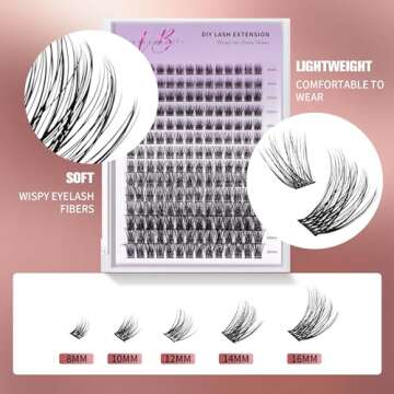 VEYESBEAUTY Dreamy Cluster Lashes Kit Individual Cluster Lash Extensions Mixed Length with Bond & Seal DIY False Eyelashes Tray for Self Application at Home