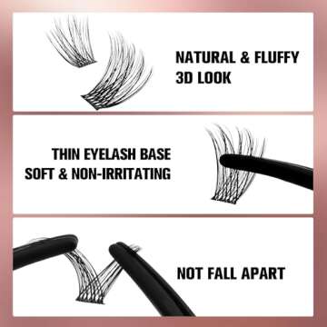 VEYESBEAUTY Dreamy Cluster Lashes Kit Individual Cluster Lash Extensions Mixed Length with Bond & Seal DIY False Eyelashes Tray for Self Application at Home