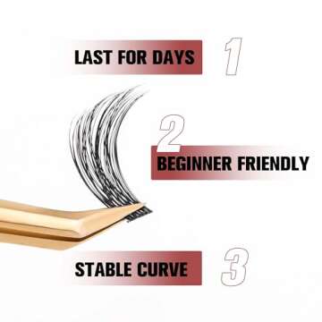 VEYESBEAUTY Dreamy Cluster Lashes Kit Individual Cluster Lash Extensions Mixed Length with Bond & Seal DIY False Eyelashes Tray for Self Application at Home