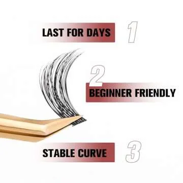 VEYESBEAUTY Dreamy Cluster Lashes Kit Individual Cluster Lash Extensions Mixed Length with Bond & Seal DIY False Eyelashes Tray for Self Application at Home