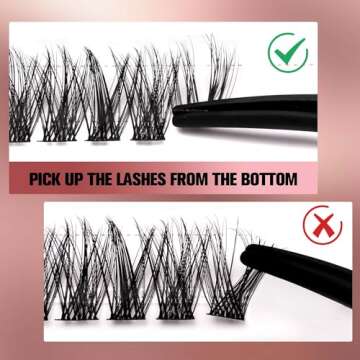 VEYESBEAUTY Dreamy Cluster Lashes Kit Individual Cluster Lash Extensions Mixed Length with Bond & Seal DIY False Eyelashes Tray for Self Application at Home