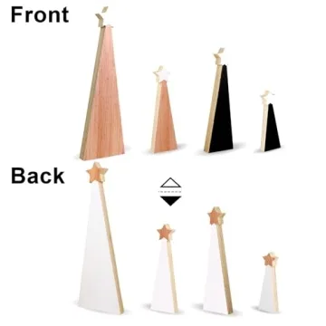 Treory Christmas Wooden Tree Set - 4 Unique Ornaments