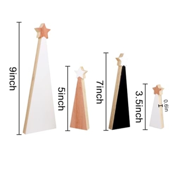 Treory Christmas Wooden Tree Set - 4 Unique Ornaments