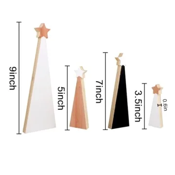 Treory Christmas Wooden Tree Set - 4 Unique Ornaments