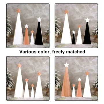 Treory Christmas Wooden Tree Set - 4 Unique Ornaments