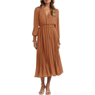 PRETTYGARDEN Women's Puff Sleeve Midi Dress for Summer