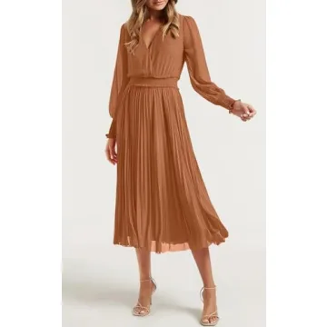 PRETTYGARDEN Women's Puff Sleeve Midi Dress for Summer