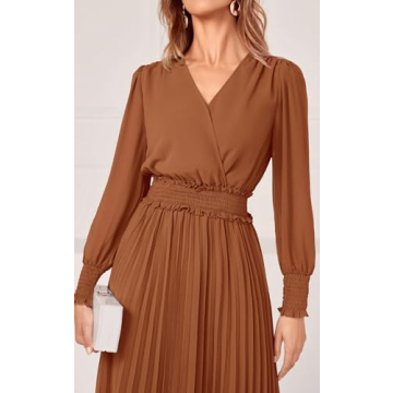 PRETTYGARDEN Women's Puff Sleeve Midi Dress for Summer
