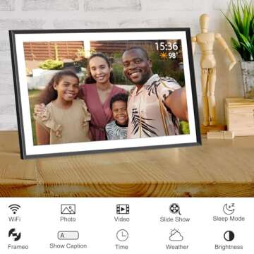 Frameo 15.6 Inch Large Digital Picture Frame WiFi Electronic Smart Digital Photo Frame 32GB 1920 * 1080 IPS Touch Screen Wall Mountable Auto-Rotate iOS Android Easy Setup to Photo or Video Best Gift