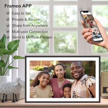 Frameo 15.6 Inch Large Digital Picture Frame WiFi Electronic Smart Digital Photo Frame 32GB 1920 * 1080 IPS Touch Screen Wall Mountable Auto-Rotate iOS Android Easy Setup to Photo or Video Best Gift