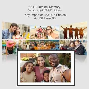 Frameo 15.6 Inch Large Digital Picture Frame WiFi Electronic Smart Digital Photo Frame 32GB 1920 * 1080 IPS Touch Screen Wall Mountable Auto-Rotate iOS Android Easy Setup to Photo or Video Best Gift