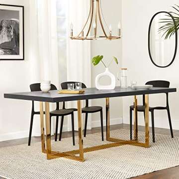 Meridian Furniture Elle Collection Modern | Contemporary Wood Veneer Top Dining Table with Durable S...
