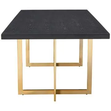 Meridian Furniture Elle Collection Modern | Contemporary Wood Veneer Top Dining Table with Durable Stainless Steel Base, 78" W x 39" D x 30" H