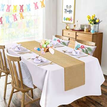 B-COOL Burlap Table Runner Pack of 2 Wedding Thanksgiving Burlap Table Runners Neutral Jute Vintage Rolls 12x84inch for Holiday Fall Table Cover Decoration Khaki