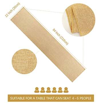 B-COOL Burlap Table Runner Pack of 2 Wedding Thanksgiving Burlap Table Runners Neutral Jute Vintage Rolls 12x84inch for Holiday Fall Table Cover Decoration Khaki