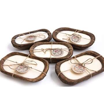 Red Barn Candle Company Wood Dough Bowl Candles | 100% Natural Soy Wax & Essential Oil Infused | Odo...