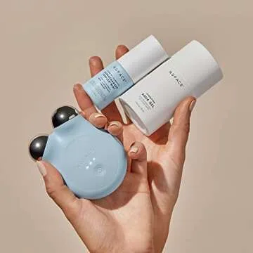 NuFACE Mini+ Supercharged Skincare Routine – Petite Microcurrent Facial Toning Device in Blue, with Aqua Gel Activator, Mini IonPlex Facial Mist and Applicator Brush