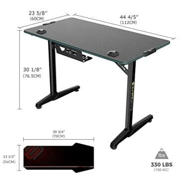 EUREKA ERGONOMIC RGB LED Gaming Desk with USB Ports