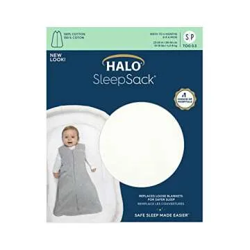 HALO SleepSack, 100% Cotton Wearable Blanket, Swaddle Transition Sleeping Bag, TOG 0.5, Cream, Medium, 6-12 Months