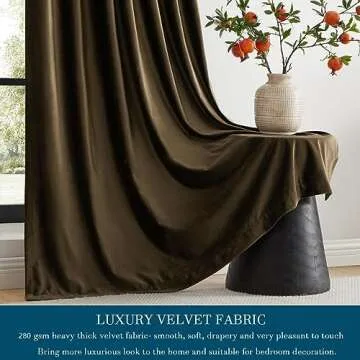 Primrose Brown Velvet 96" Curtains - Blackout Panels