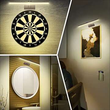 FUNCHDAY Picture Light,5000mAh Battery Operated Picture Light for Wall,Wireless Remote Painting Light with Timer and Dimmable,16”Metal Art Light for Display,Artwork,Portrait,Gallery-Bronze