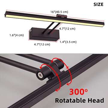 FUNCHDAY Picture Light,5000mAh Battery Operated Picture Light for Wall,Wireless Remote Painting Light with Timer and Dimmable,16”Metal Art Light for Display,Artwork,Portrait,Gallery-Bronze