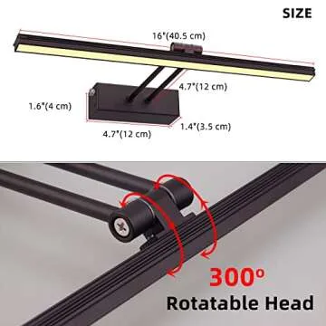 FUNCHDAY Picture Light,5000mAh Battery Operated Picture Light for Wall,Wireless Remote Painting Light with Timer and Dimmable,16”Metal Art Light for Display,Artwork,Portrait,Gallery-Bronze