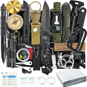 Survival Kits 37 in 1, Gifts for Men Dad Husband Valentine's Day, Emergency Survival Gear and Equipm...