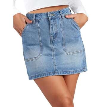 Genleck Denim Skirts for Women – Cargo Jean Skirts with Pockets High Waist Stretch Cute Y2K Casual...