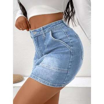 Genleck Denim Skirts for Women – Cargo Jean Skirts with Pockets High Waist Stretch Cute Y2K Casual Mini Skirts