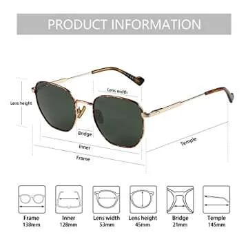 ZENOTTIC Hexagon Polarized Retro Sunglasses for Men Women-Vintage Geometric Metal Frame Design UV Protection Trendy Fashion Sun Glasses Shades